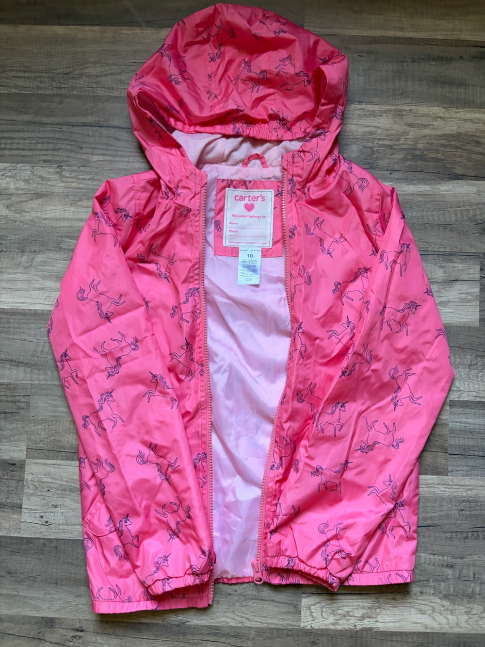 Carter's Bright Pink Unicorn Print Raincoat